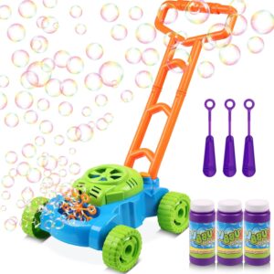 Bubble Lawn Mower for Toddlers 1-3, Outdoor Bubble Blower Machine for 1 Year Old Boys Toy Gifts, Kids Push Summer Outside Garden Toys