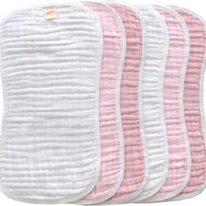 MUKIN Baby Muslin Burp Cloth Set of 6, Ultra Soft Absorbent Thick Cotton Burping Cloths for Unisex Newborn Babies