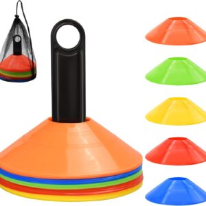 Disc Cones, Agility Soccer Cones with Carry Bag and Holder, Soccer Cones for Sports Training, Football, Soccer, Basketball, Coaching, Practice Equipment