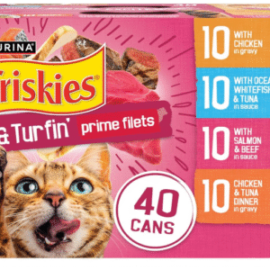 Purina Friskies Gravy Wet Cat Food Variety Pack, Surfin’ and Turfin’ Prime Filets Favorites - (Pack of 40) 5.5 oz. Cans