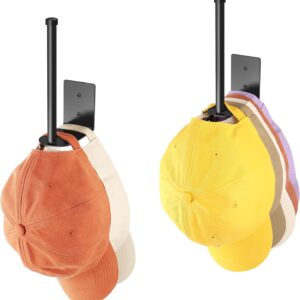 2 Pack Hat Racks for Baseball Caps, Stainless Steel Hat Organizer for Baseball Cap, Hat Holder Storage Organizer, Hat Hanger Strong Adhesive/Wall Drilled for Door