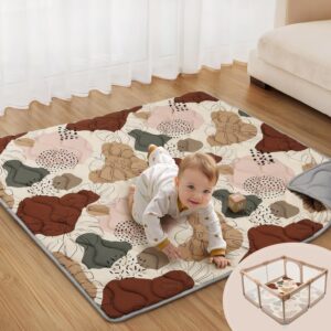 Blissful Diary Baby Play Mats for Floor, 47x47 Playpen Mat, Thicken Cushioning Padding Foam Playmate for Baby and Toddlers Infants, Non-Slip & Machine Washable