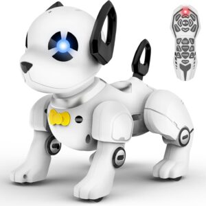 Remote Control Robot Dog Toy, RC Dog Programmable Smart Interactive Robotic Pets, RC Stunt Robot Toys Dog Imitates Animals Music Dancing Handstand Push-up Follow Functions for Boys Girls Toy White