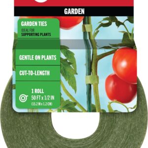 VELCRO Brand VEL-30071-USA ONE-WRAP Garden Ties | Plant Supports for Effective Growing | Strong Grips are Reusable and Adjustable | Cut-to-Length, 50 ft x 1/2 in, Green-Recycled Plastic