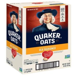 Quaker Old Fashioned Rolled Oats, Non GMO Project Verified, Two 64oz Bags in Box, 90 Servings