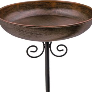 Small Metal Bird Bath for Outdoors, 10" Dia Bowl with Stake Birdbaths Garden Yard Lawn Decor 0.4 Gallon