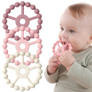 3 Pack Ring Teether Baby Infant Toys, Baby Essentials, Silicone Teething Ring Toys for Babies 0-6 Months, Seposeve Toddler Teethers 6-12 Months 12-24 Months