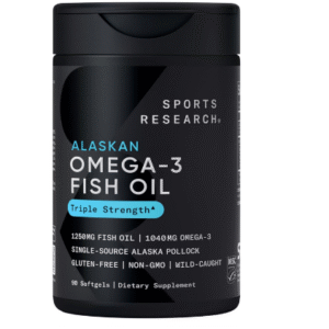 Sports Research Triple Strength Omega 3 Fish Oil - Burpless Fish Oil Supplement w/EPA & DHA Fatty Acids from Single-Source Wild Alaskan Pollock